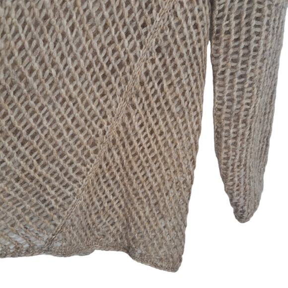 Eileen Fisher Open Knit Crew Neck Sweater Mohair Blend Tan Women's Size M Medium - Picture 3 of 4